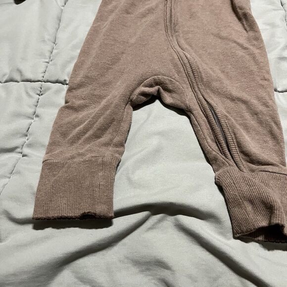 Vintage OshKosh B Gosh Brown Full Zip Hooded Romper One Piece Jumpsuit Size 12M - Picture 4 of 10